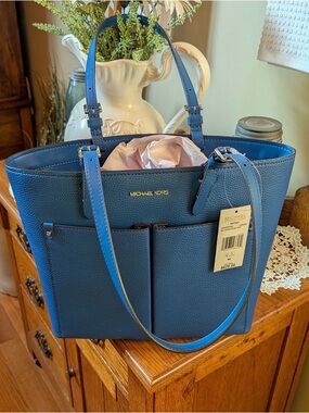 Michael Kors Pebbled Leather Tote in Deep Blue